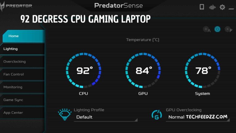 92 Degrees CPU Gaming Laptop